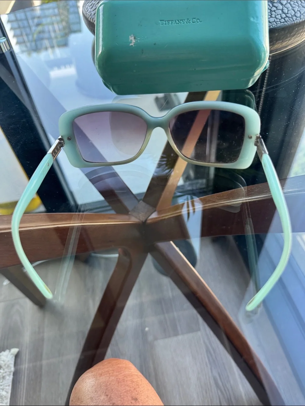 Tiffany & Co. Black Frame Sunglasses with Tiffany Blue Case